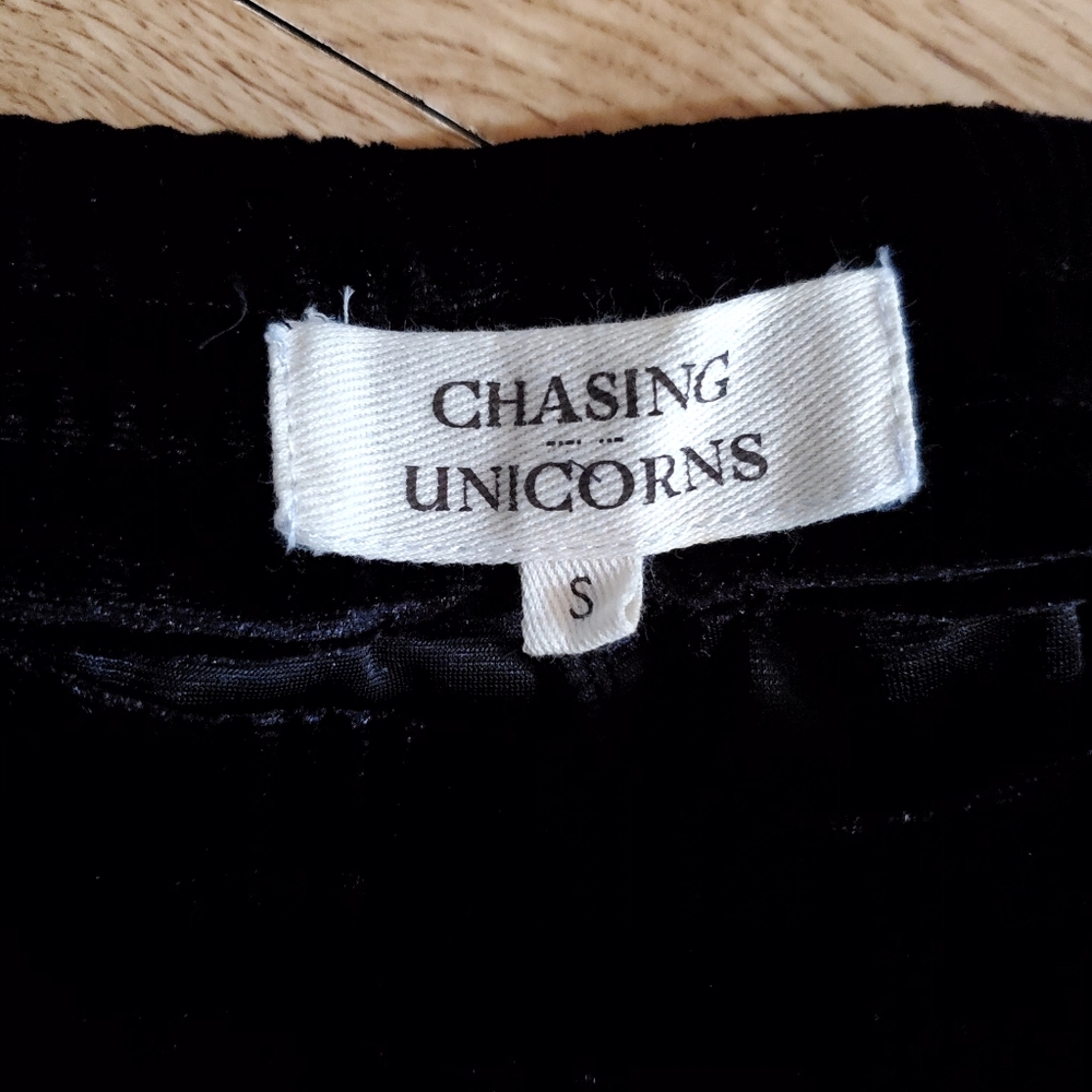 Chasing Unicorns Black Since You've Been Gone Embroidered Flare Velvet Pants - Picture 3 of 9